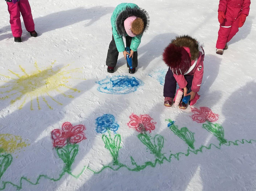 Активные игры зимой для детей Радуга снега