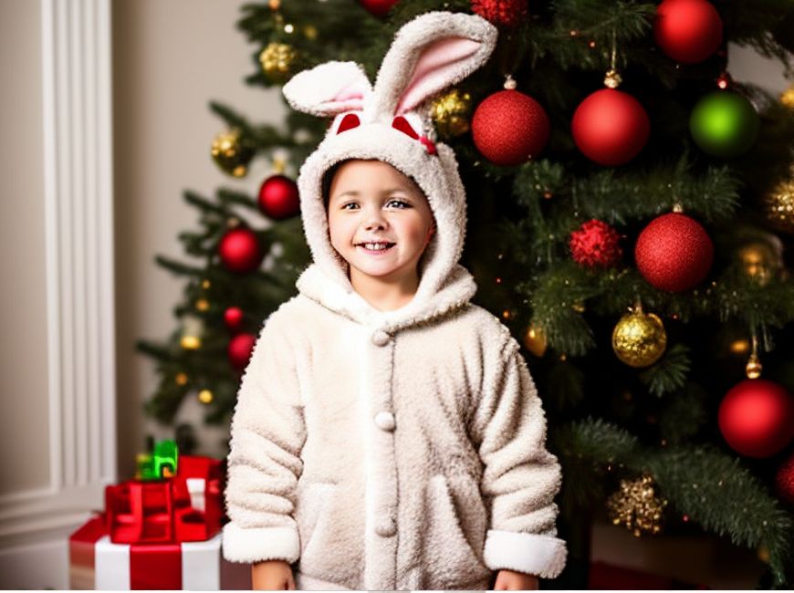 Новогодний костюм зайчика для мальчика до 3-х лет