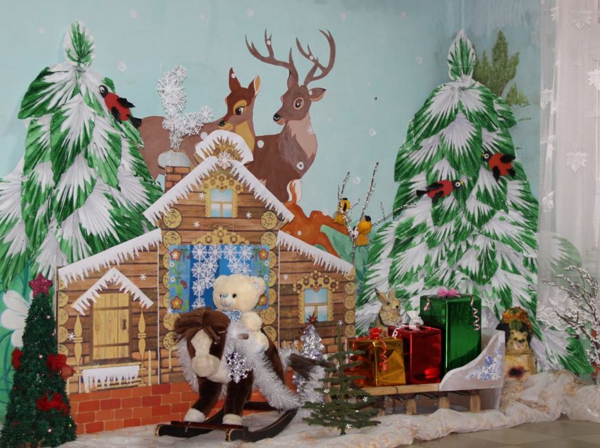 Украшение стен в детском саду на Новый год